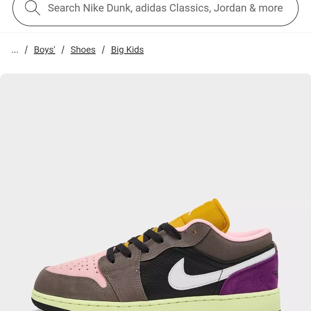 Big Kids' Air Jordan Retro 1 Low SE Casual Shoes Size 4.5